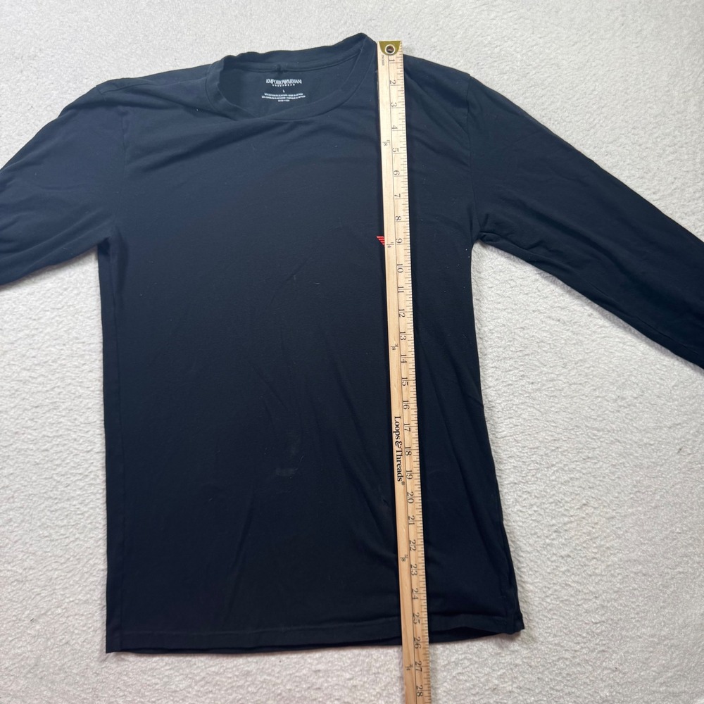 Emporio Armani Underwear Long Sleeve Shirt Mens Large Black Eagle GA Logo Tee - Picture 5 of 8